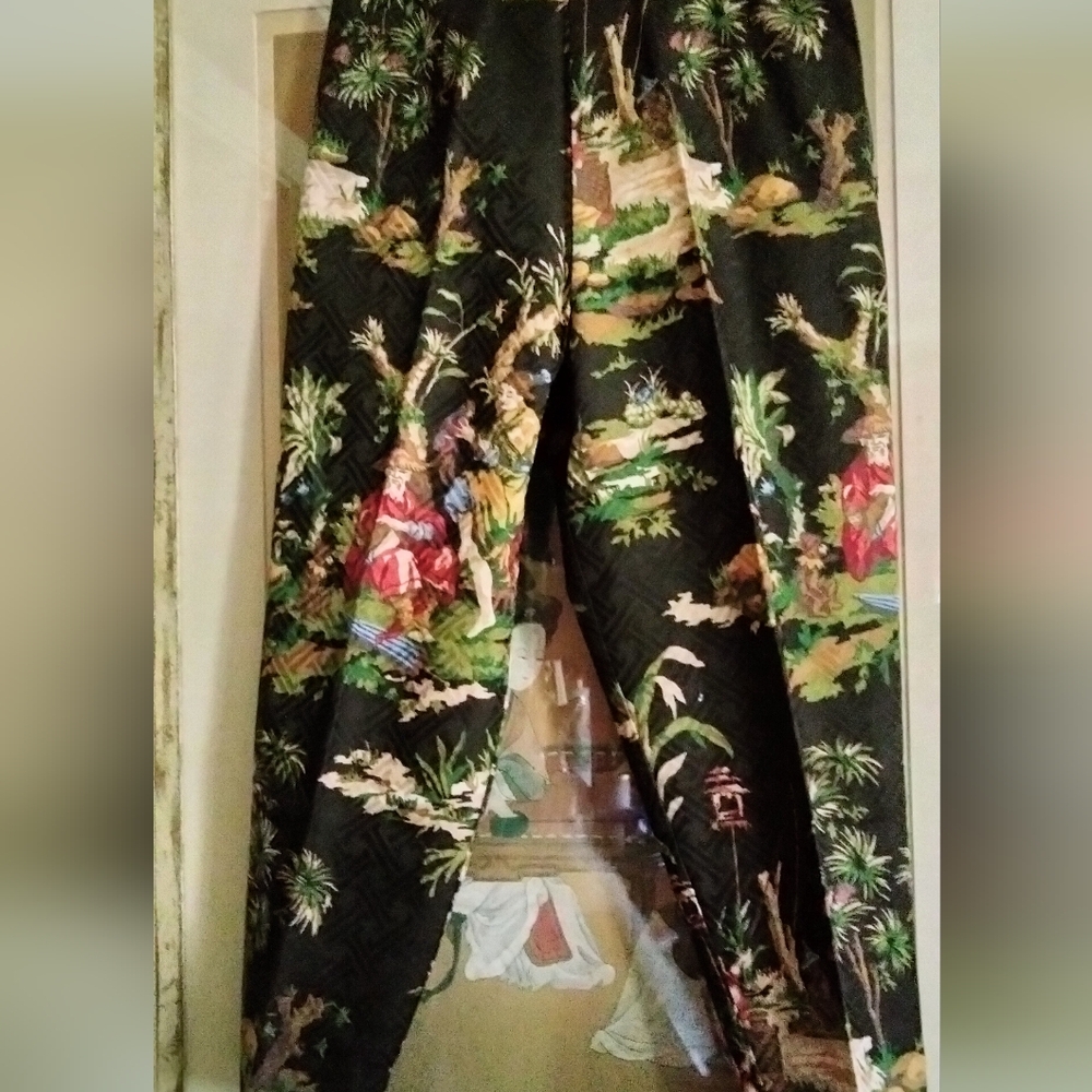 Asian pattern trouser slacks by Linda Bertozzi